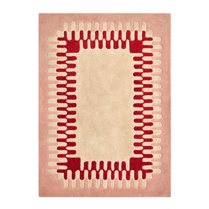 Waverly Hand Tufted Wavy Edge Rug - Natural/ Pink - DUSK