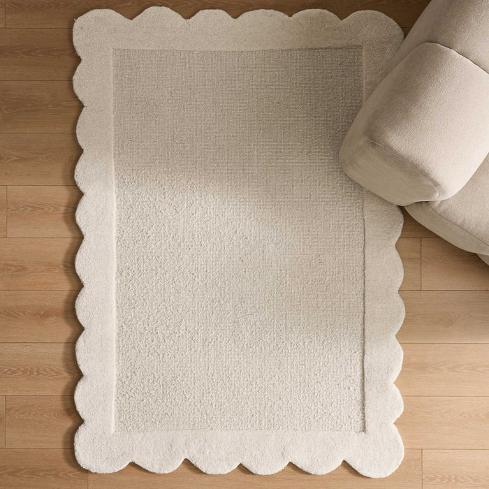 Wool Scallop Edge Rug - Off White - DUSK
