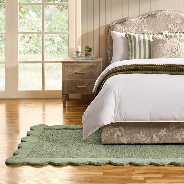 Wool Scallop Edge Rug - Sage - DUSK