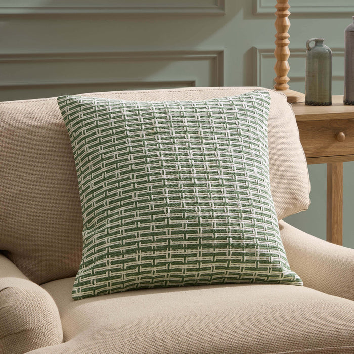 Woven Geometric Sofa Cushion Cover - Green - DUSK