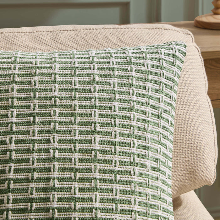 Woven Geometric Sofa Cushion Cover - Green - DUSK
